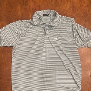 Southern Marsh Gray and White Striped Polo Shirt